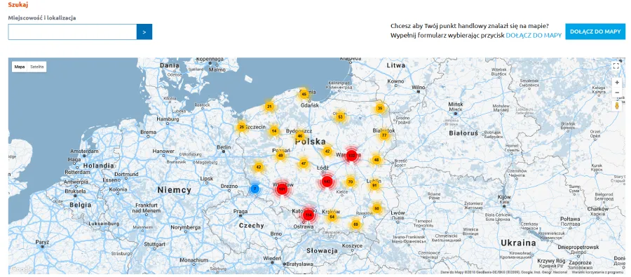 mapa dostępności produktów AFRISO