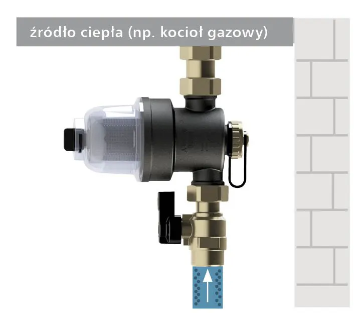 Montaż separatora ADS 110 na przewodzie pionowym